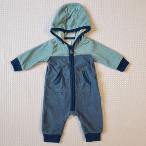 Baby Fleece One Piece Zip Up Hoodie w/ Pockets 3M
